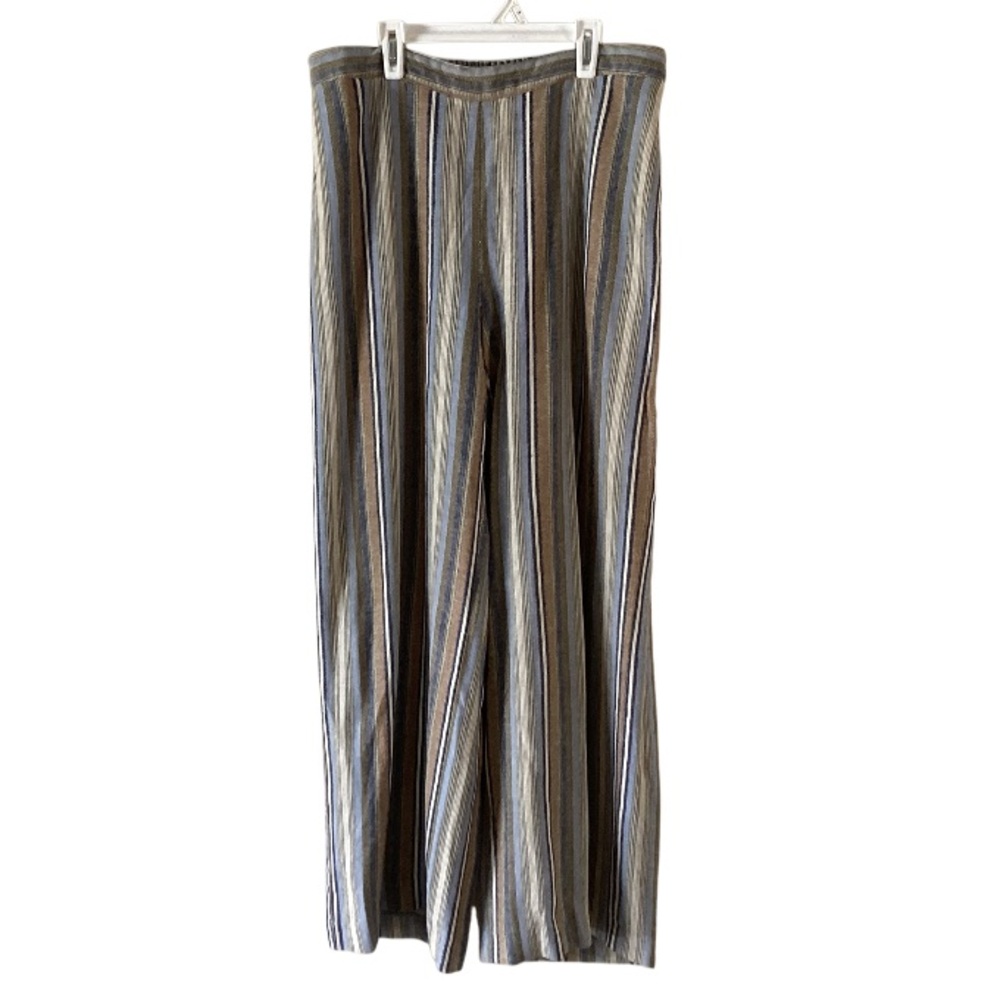 Coldwater Creek Linen Blend Wide Leg Striped Pants Large